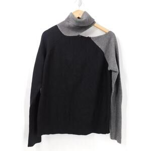 Jamison Womens Cut Out Turtleneck Wool Blend Sweater Size M Black Color‎ Block